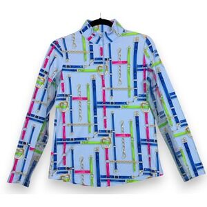 IBKUL Sun Shirt Womens S Blue Equestrian 1/4 Zip UPF 50 IceFil Top Pickleball